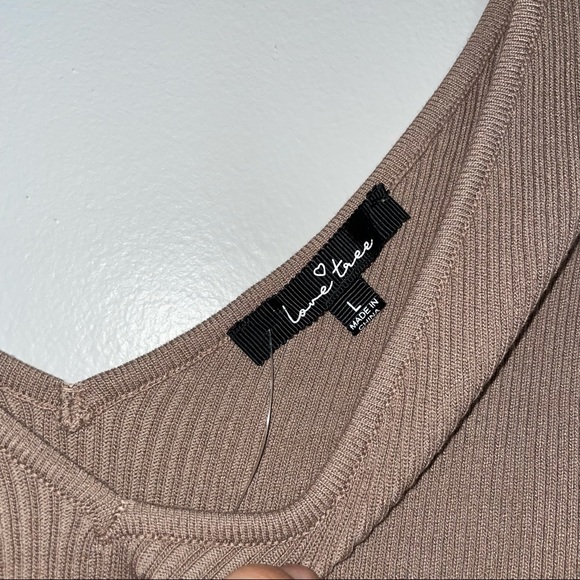 Tan Long Sleeve Crop Top - Picture 3 of 5